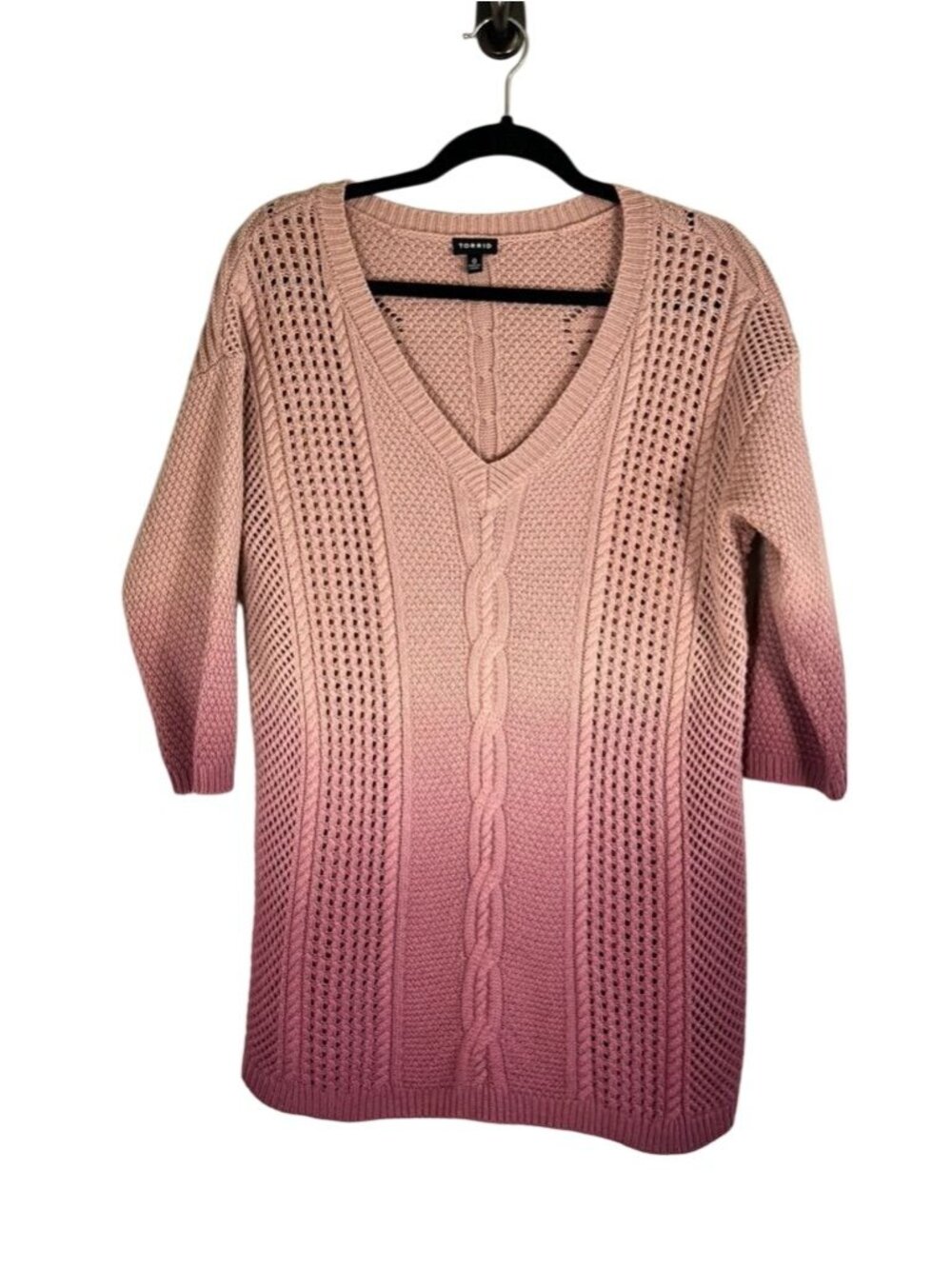 Torrid Chunky Knit Sweater Pink 12 Fisherman Cottage Ombre‎ Preppy Classic